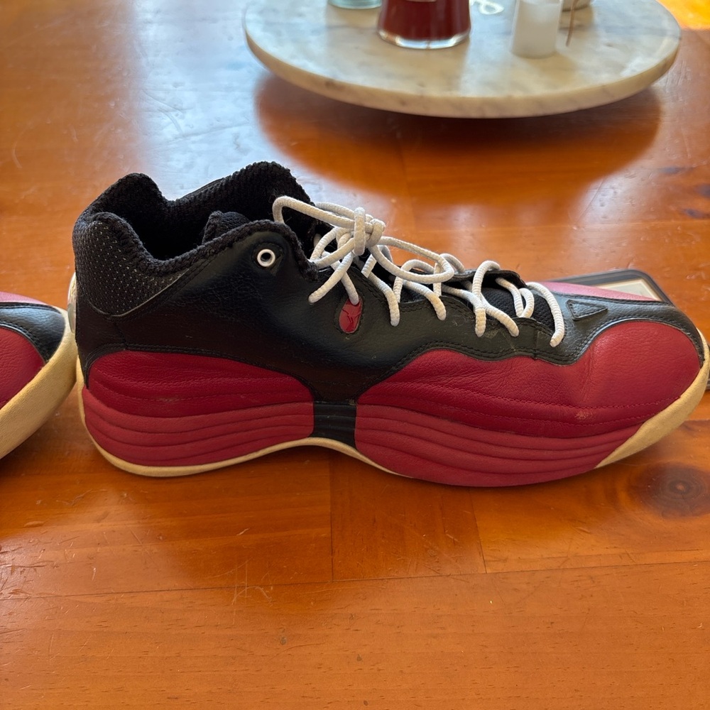 Jordan Men's Red and Black Sneakers with White Accents - Picture 3 of 8